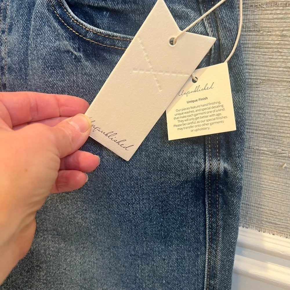 NWT new 26 Anthropologie unpublished Tessa denim Bermuda shorts jean dark - Picture 5 of 17